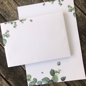 Papel de carta de eucalipto DIN A5 I Juego de papel de carta/sobres