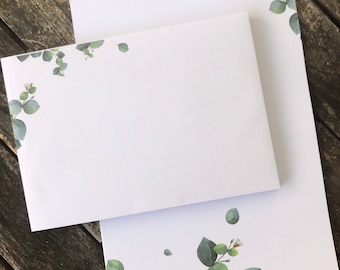 Papier à lettres eucalyptus DIN A5 | Ensemble de papier à lettres/enveloppes
