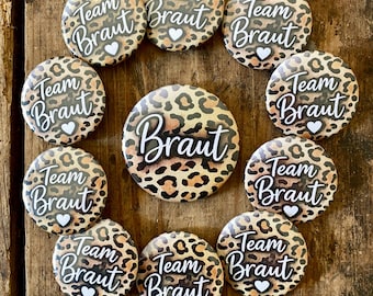 JGA button set “Bride & Team Bride” – Leo Print | Set of 11