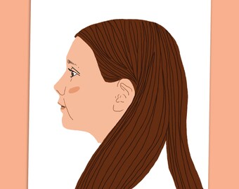 Digital Illustrated Side Profile Silhouette Portrait