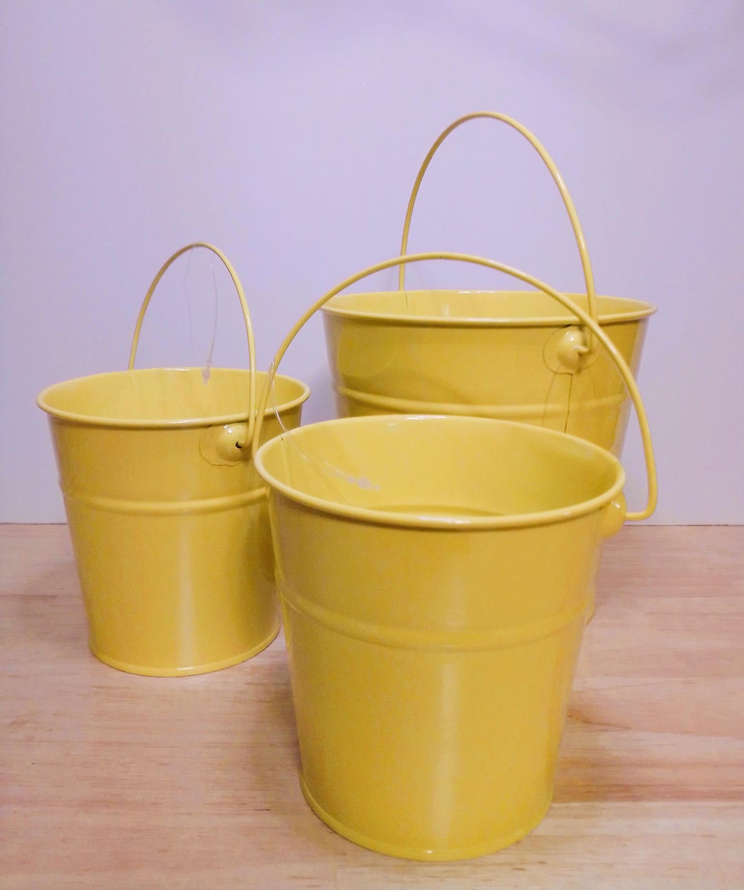 Pails Traduction 3 Pc Pails,metal Pails,yellow Pails,party Supplies,candy Bucket,gift ...