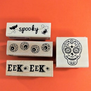 Halloween Rubber Stamps,Halloween Craft Supplies,Whimsical Rubber Stamps,Spooky Sayings Stamps,Sugar Skulls,Halloween Crafts,Party Supplies
