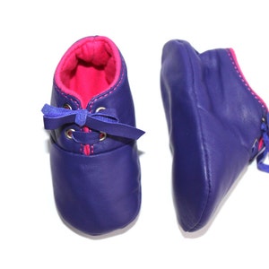 3 6 Months Slippers / Baby Shoes Lamb Leather OwO SHOES Purple Pink image 3