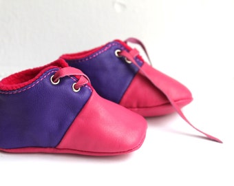 3 - 6 Months Slippers / Baby Shoes Lamb Leather OwO SHOES Pink Purple