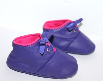 0-3 Months Slippers / Baby Shoes Lamb Leather OwO SHOES Purple Pink