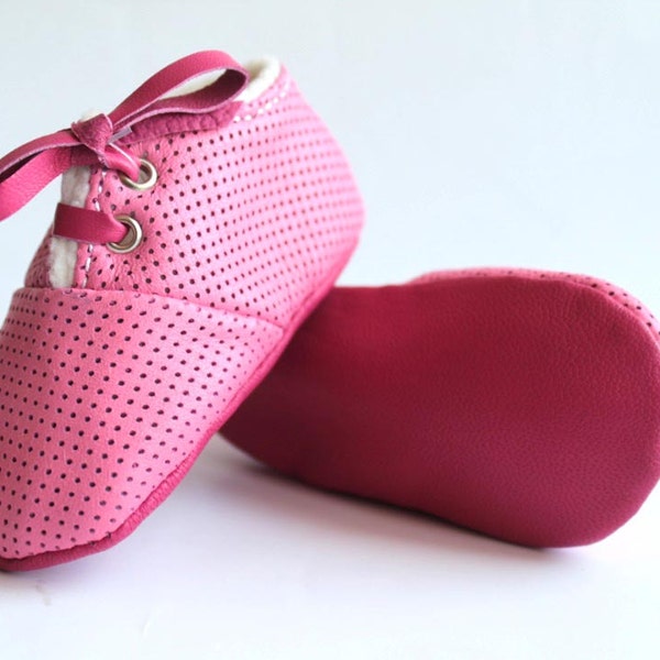 6-12 Mois Chaussons/Chaussures Bébé Cuir D'agneau Rose