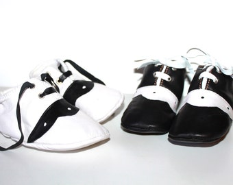 SALE 12-18 Months Slippers / Baby Shoes Lamb Leather Black White