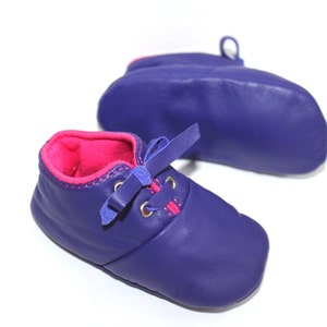 2-3 years Slippers / Baby Shoes Lamb Leather OwO SHOES Purple Pink image 2