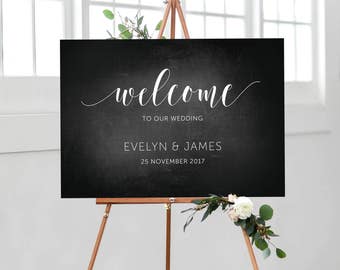 Welcome Poster, Wedding Poster, Engagement Poster, Printable File, Blackboard design