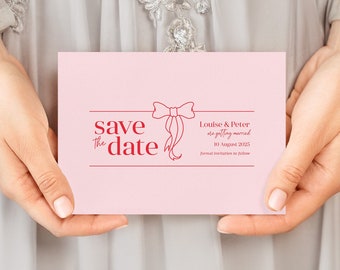Hand Drawn Bow Save the Date Invite, Ribbon, Fun invite, Illustrated, trendy, wedding invite, Modern Invite #326