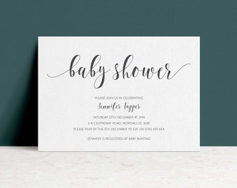 Simple, Modern Baby Shower Invite, Minimalist, Printable file, Digital File, DIY Invite