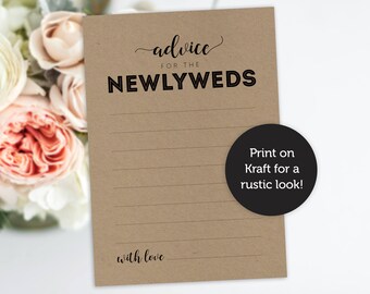 Advice Cards for Newlyweds Wedding Advice Cards Printable | Etsy
