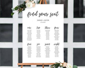 Wedding Seating Chart, Wedding Seating, Seating Plan, Printable