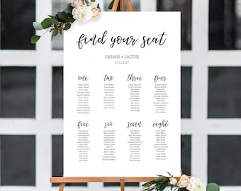 Wedding Seating Chart, Wedding Seating, Seating Plan, Printable