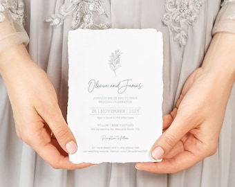 Australian Native Wedding Invite, Sage, Olive, Eucalyptus, floral, minimal, simple, digital, printable invitation #0136