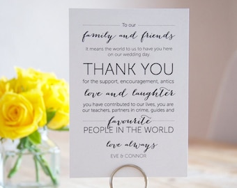 Reception Wedding Thank You Card - Printable File