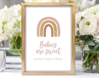 Babies are Sweet Sign, Baby Shower Card, Baby Shower Sign, Rainbow Signage, Printable, Instant Download