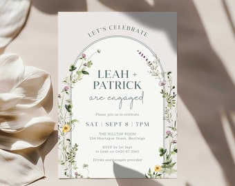 Wildflower Engagement Party Invitation, Engagement Party Invite, Arch Invite, Printable invite, Digital Invite Spring Flowers #0286