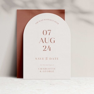 Arche en terre cuite réservez une date, faire-part de mariage, réservez une date, faire-part de mariage moderne, réservez # 281