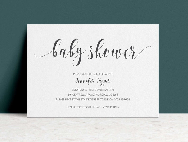 Simple, Modern Baby Shower Invite, Minimalist, Printable file, Digital File, DIY Invite image 2