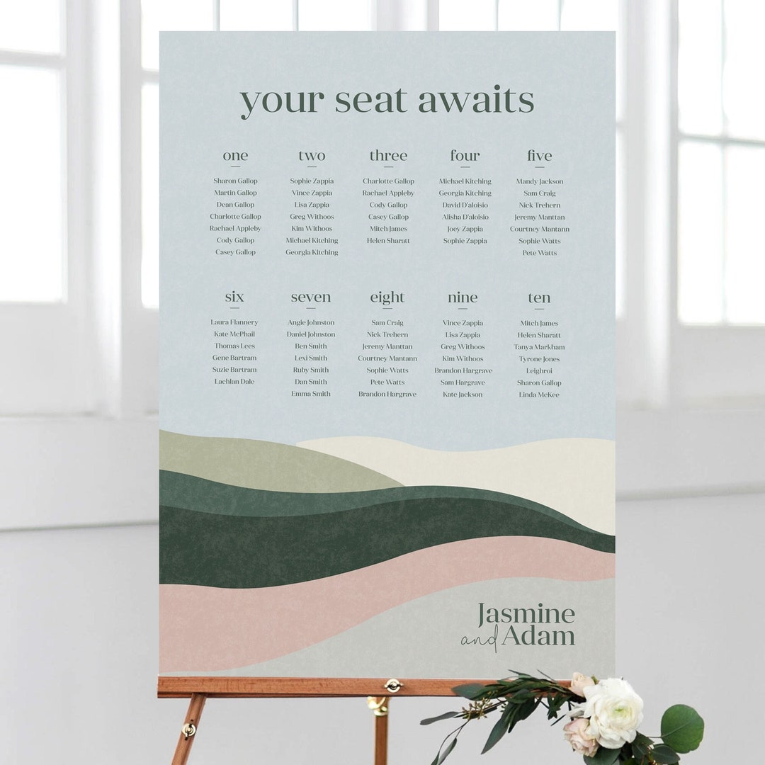 Abstract Wedding Seating Plan, Wedding Seating Chart, Digital File ...
