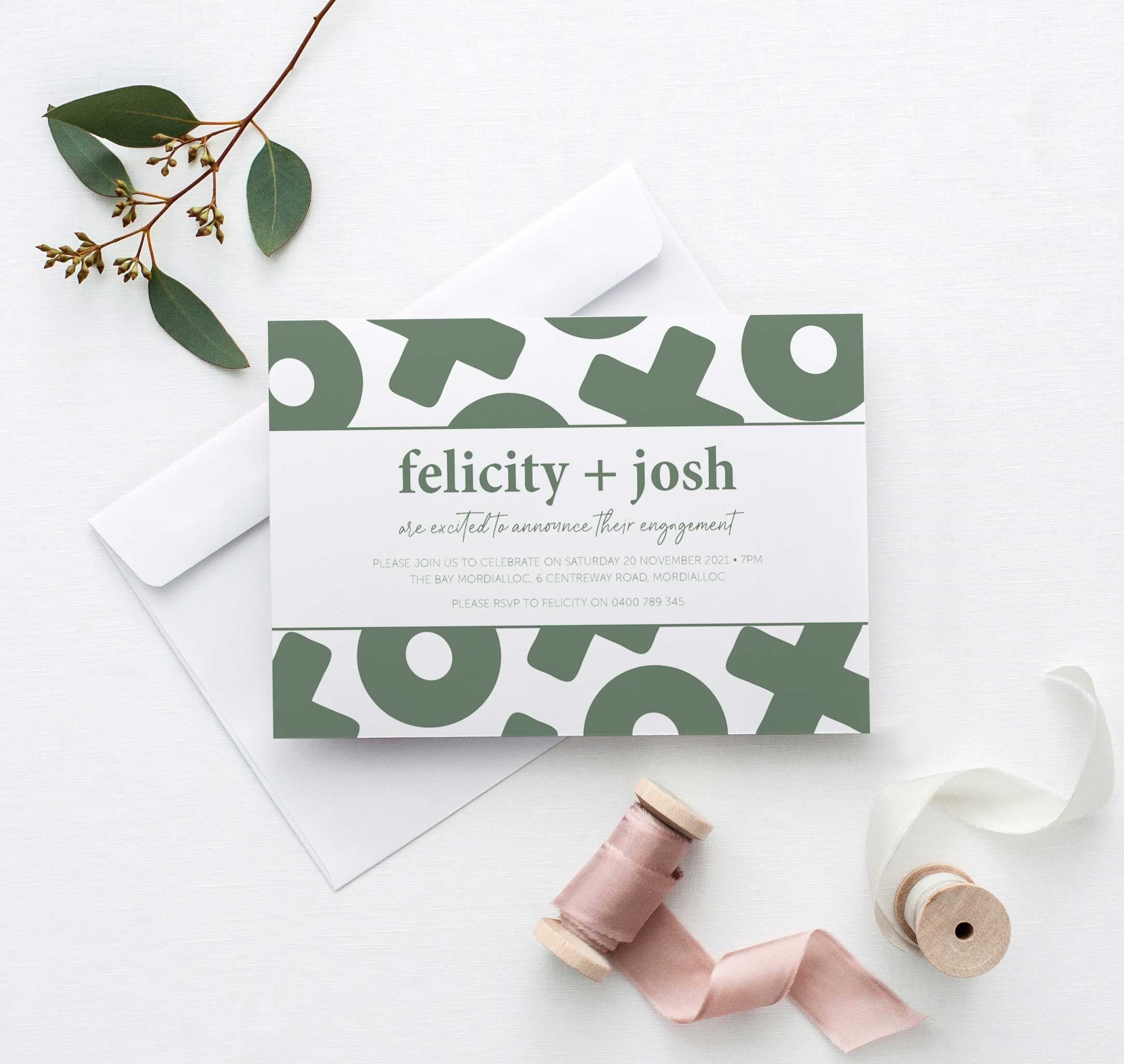 Paper Party Invites Engagement Announcement Engagement Invites Sage ...