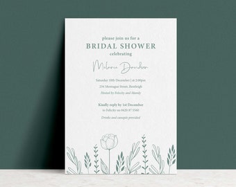 Botanical Bridal Shower Invite, Hens Invite, Botanical Invite, Bachelorette Invite, Bridal Shower, Digital File, Printable #083