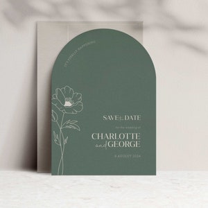 Carte Save the Date Arch, dessin au trait floral, faire-part de mariage, réservez la date, numérique, imprimable #314