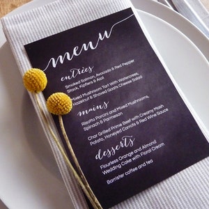 Wedding Menu Printable Custom DIY Chalkboard Wedding Menu image 2