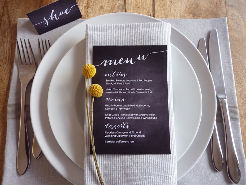 Wedding Menu Printable Custom DIY Chalkboard Wedding Menu image 1