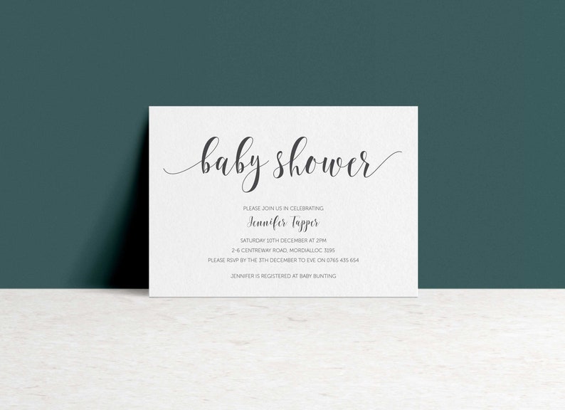 Simple, Modern Baby Shower Invite, Minimalist, Printable file, Digital File, DIY Invite image 1