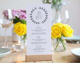 Wedding Menu - Bon Appetit - Printable - DIY Custom Wedding Decoration #185