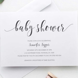 Simple, Modern Baby Shower Invite, Minimalist, Printable file, Digital File, DIY Invite image 3