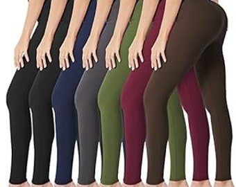 High Waist Leggings 1" Waistband Solid Leggings Pants -One Size, One-Size Plus, 3X-5X