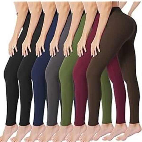 High Waist Leggings 1" Waistband Solid Leggings Pants -One Size, One-Size Plus, 3X-5X