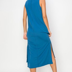 Side Slit Washed Scoop Neck Denim Dress