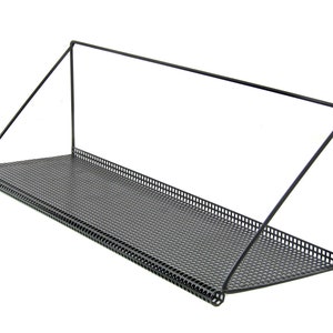 Chic and handy black metal 1960s shelf in Mategot,  Pilastro style