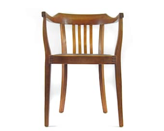 Cozy classic Art Nouveau antique oak chair