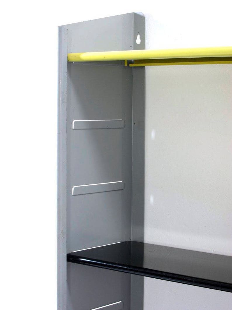2 Vintage Metal Book Shelf Red Yellow Grey Jean Prouve Etsy