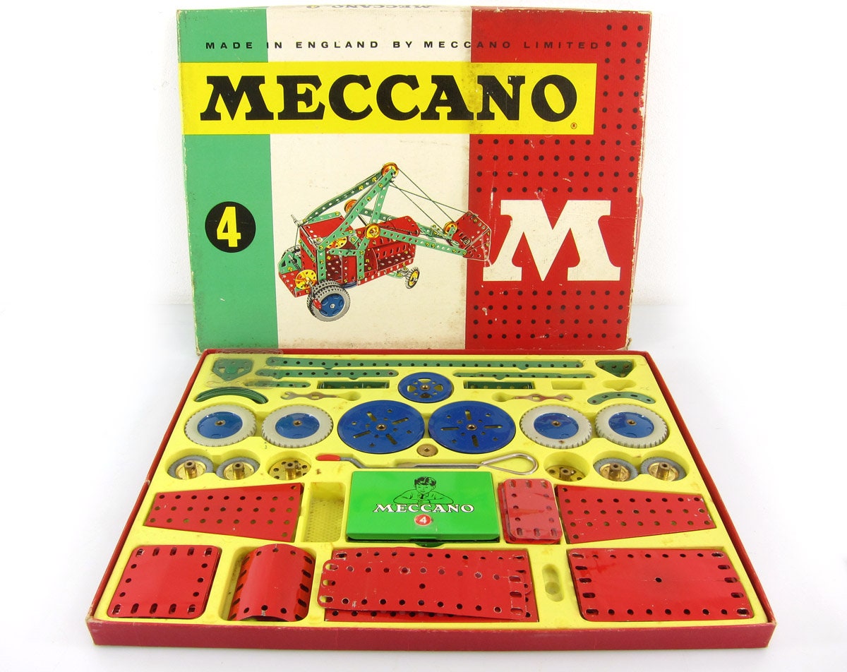 Vintage Meccano box nr 4, 1950s 1960s beatnik, eames, tomica, matchbox,  perriand, tomado, jean prouve, dinky toys, corgi, meccano -  España