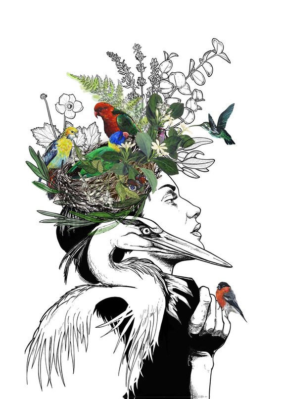 Amaranth Life Frangipani Poppies Botanicals Lillies Snakes of Creation- A3 Art Print Death