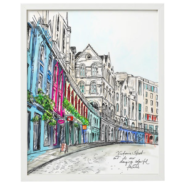 Victoria Street Edinburgh old town potter street Scotland travel unframed art print USA Sizes