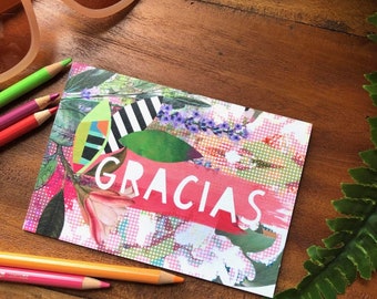Gracias Tarjeta para amiga, tarjeta para profesora. Postal Española. Di gracias en español.
