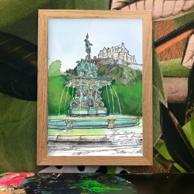 Enchanting Edinburgh Ross Fountain. A beautiful turquoise, brown and gold fountain at the foot of the Edinburgh castle. image 1