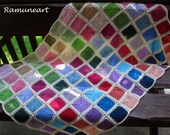 Crochet Baby Crib Blanket Colorful Knitting Patchwork Baby Afghan Granny Square Crochet Blanket Crochet Pink and Green Baby Afghan