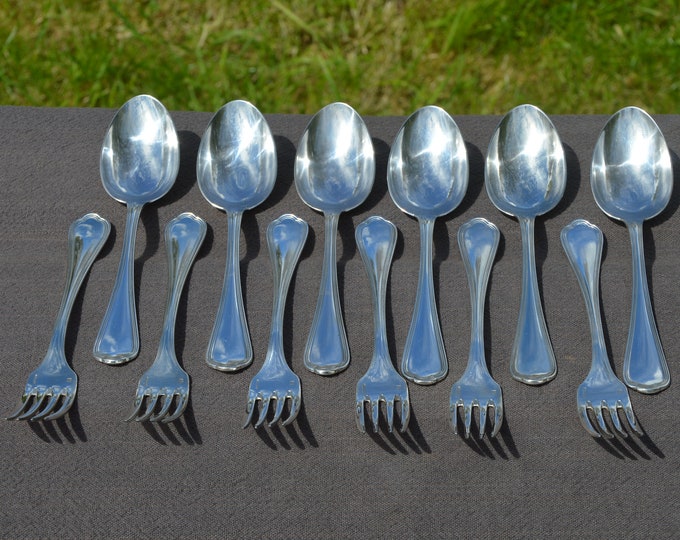 Christofle 1878-1899 6 Forks 6 Spoons Collected Set Fully Marked Paris Christofle Cutlery Flatware 5106 Spatours  Pattern