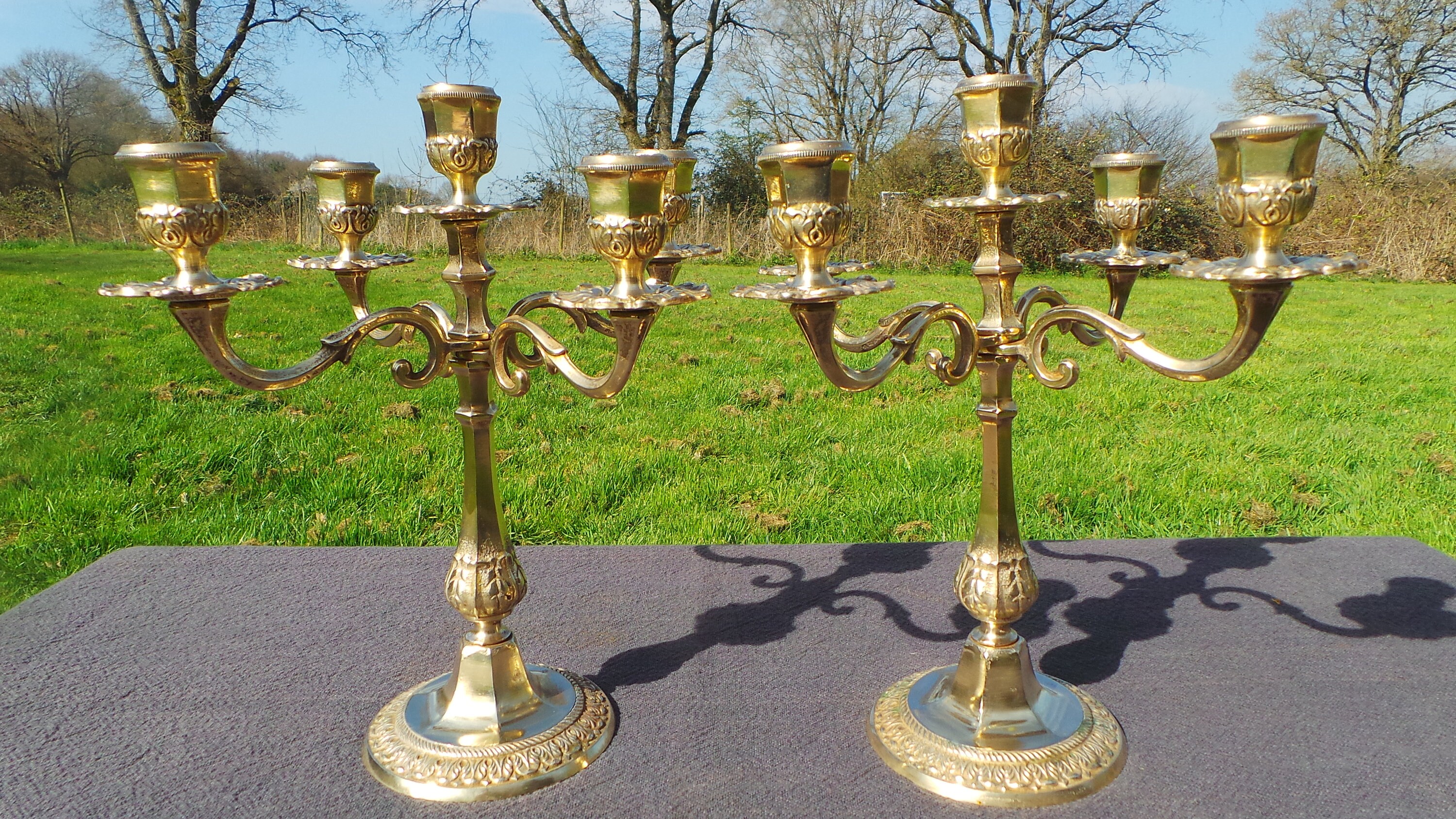 Robyn French Candle Sticks Pair Superb Vintage French Bronze Candelabra