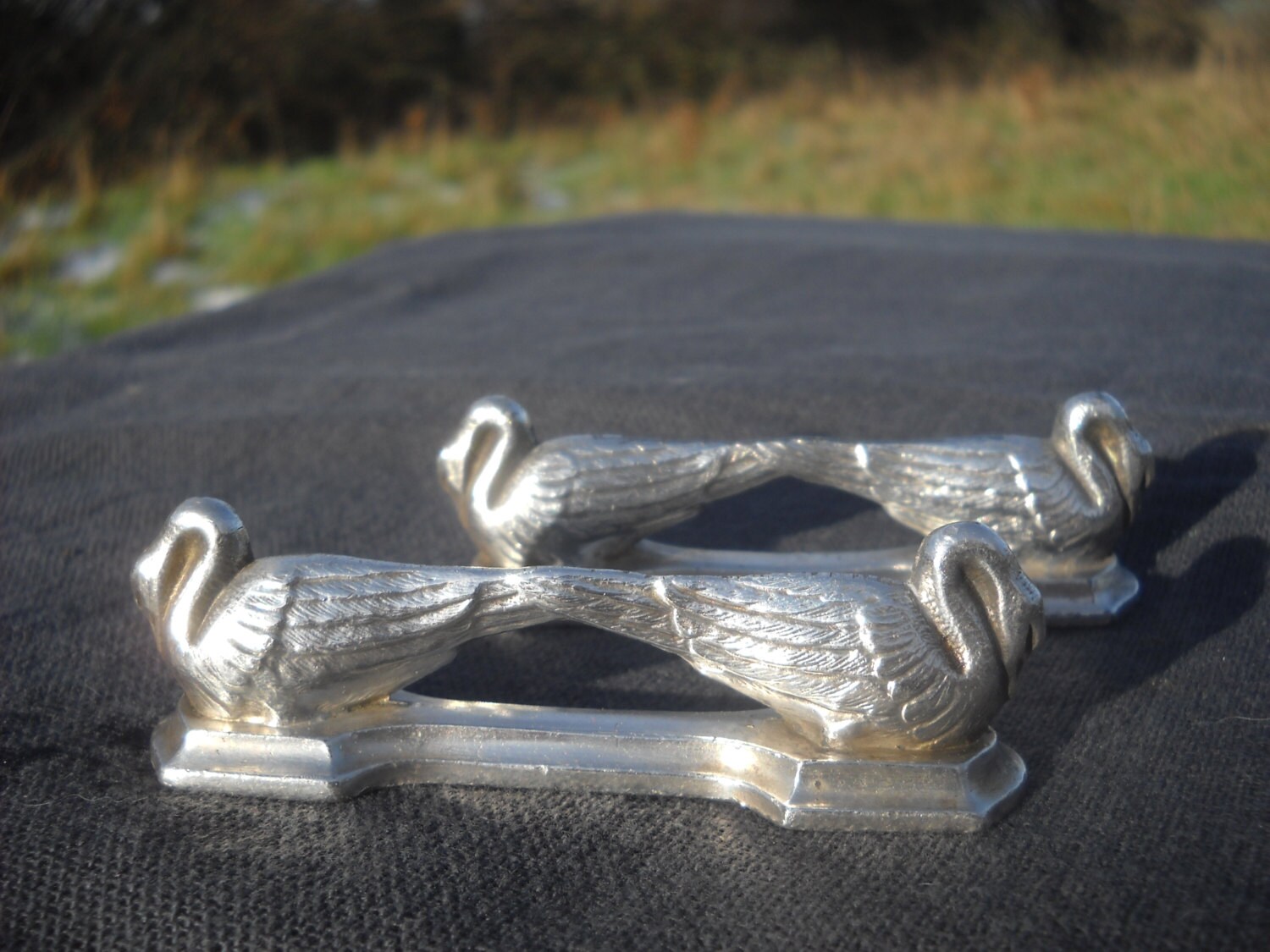 Knife Rests Pair Swan Knife Rests French Antique Silver Plate Pair of