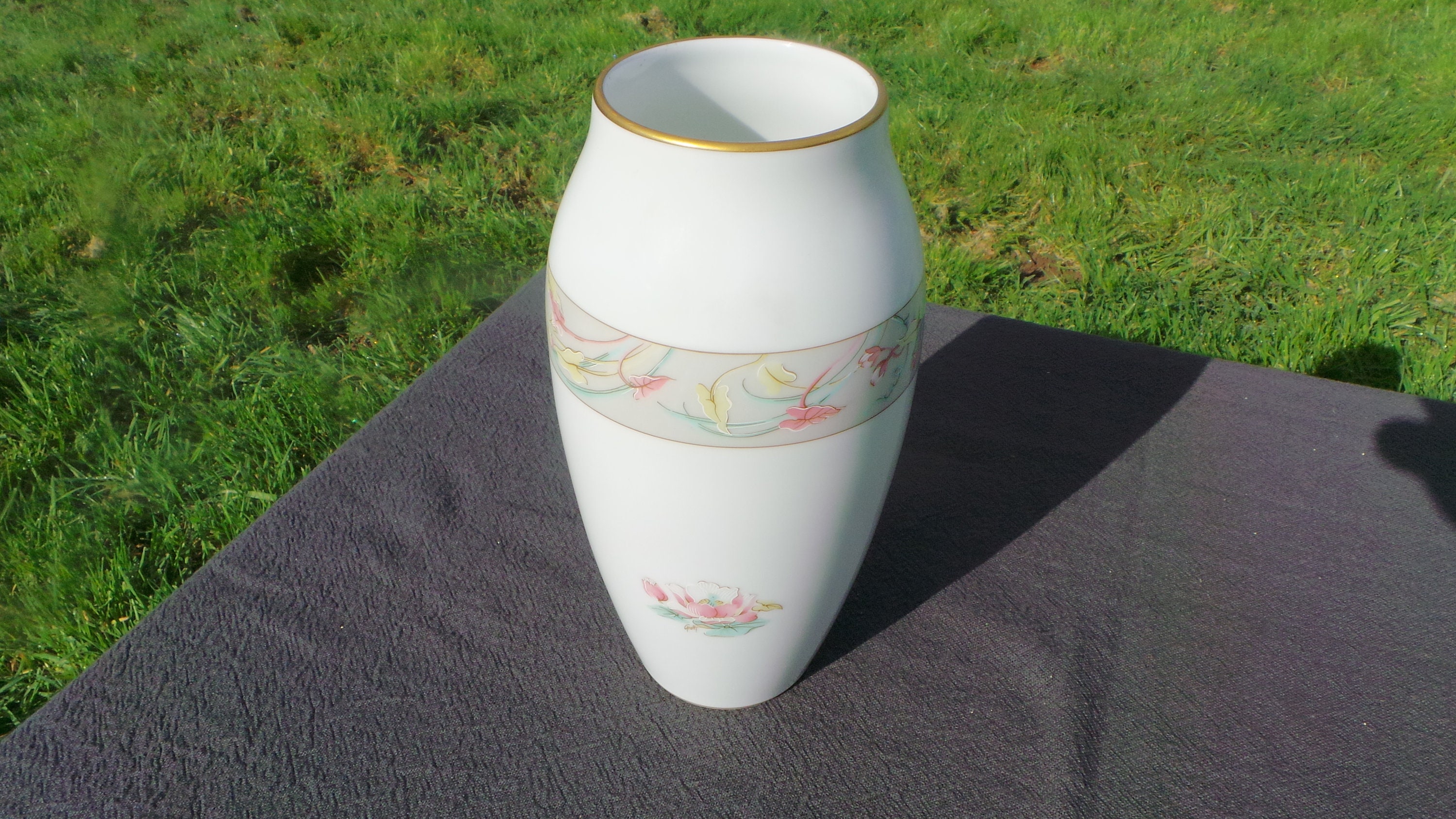 Fini à La Main Polychrome Du Vase Limoges-Vase-Naiade Motif Vintage Français Jammet Seignolles Limog