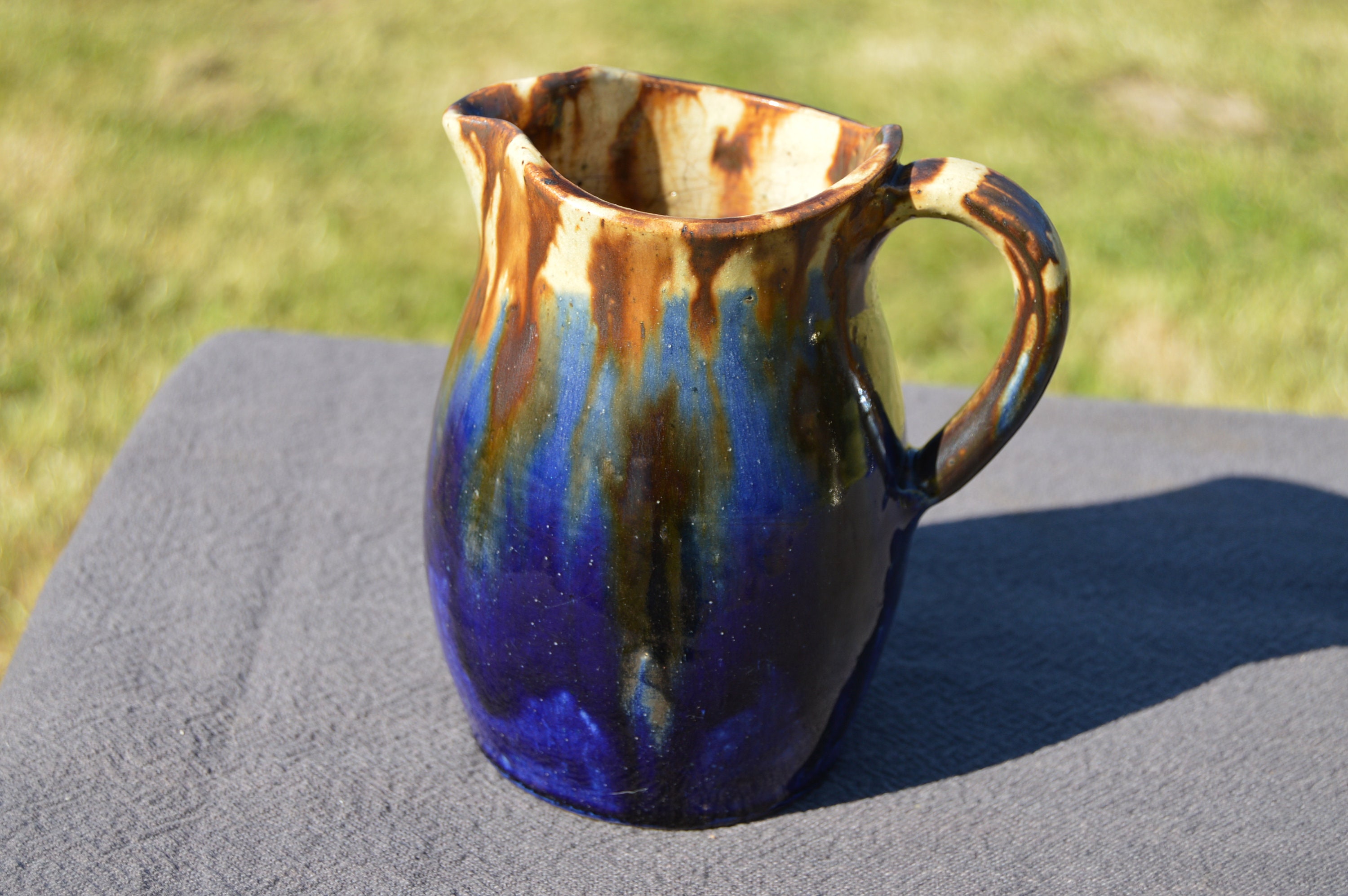 Joseph Talbot Pottery Jug Pitcher Entièrement Marqué Fait Par Main Main La Borne Cher Robust Stonewa